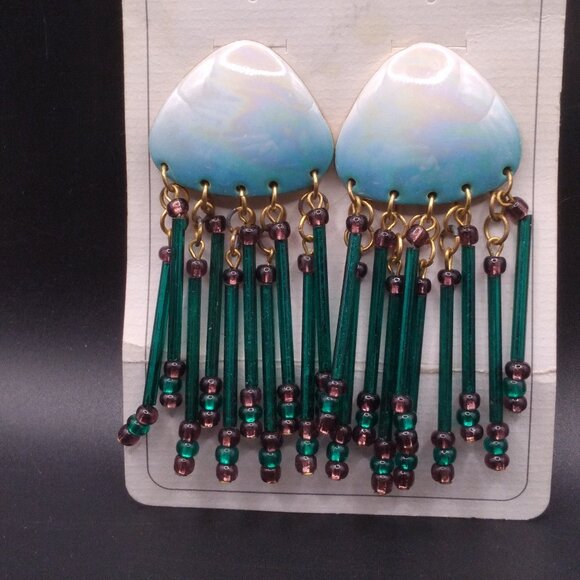 Gorham 22kt gold plated Czechoslovakian Glass Austrian Crystal Earrings Vintage - Picture 1 of 6